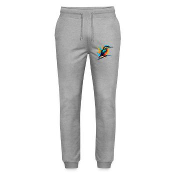 Kingfisher - Stanley/Stella Mover Unisex Organic Jogging Trousers - heather grey - Front - Marisol (170cm) & Nik (191cm)