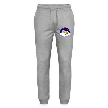 Motley cat floats on cloud (night) - Stanley/Stella Mover Unisex Organic Jogging Trousers - heather grey - Front - Marisol (170cm) & Nik (191cm)