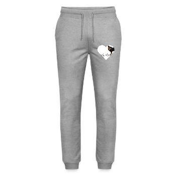 Herzschlag-Hund: Liebe mit Puls - Stanley/Stella Unisex Bio Jogginghose Mover  - Grau meliert - Vorne - Marisol (170cm) & Nik (191cm)