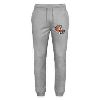 Eat, Sleep Basketball Wiederholung Zitat - Stanley/Stella Unisex Bio Jogginghose Mover  - Grau meliert - Vorne - Marisol (170cm) & Nik (191cm)