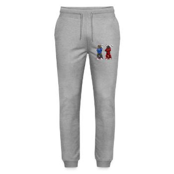 Bull Trader Duo - Stanley/Stella Mover Unisex Organic Jogging Trousers - heather grey - Front - Marisol (170cm) & Nik (191cm)