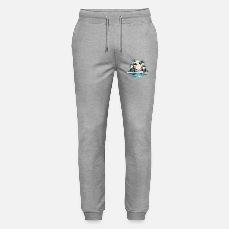 Île tropicale au coucher du soleil - Pantalon de jogging bio MOVER Stanley/Stella unisexe - gris chiné