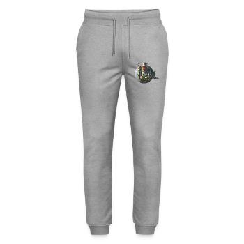 Warrior Ninja Samurai Gaming Design - Stanley/Stella Mover Unisex Organic Jogging Trousers - heather grey - Front - Marisol (170cm) & Nik (191cm)