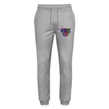 Mein 80er Kostüm Design - Stanley/Stella Unisex Bio Jogginghose Mover  - Grau meliert - Vorne - Marisol (170cm) & Nik (191cm)