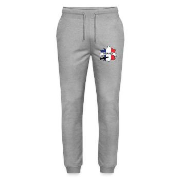France Tricolore: Flugzeug und Banner - Stanley/Stella Unisex Bio Jogginghose Mover  - Grau meliert - Vorne - Marisol (170cm) & Nik (191cm)