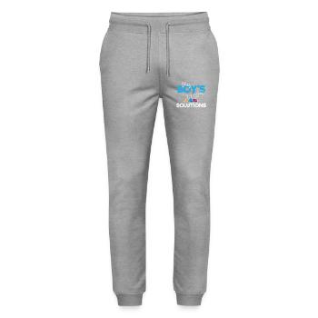 Dieser Junge hat Lösungen - Stanley/Stella Unisex Bio Jogginghose Mover  - Grau meliert - Vorne - Marisol (170cm) & Nik (191cm)