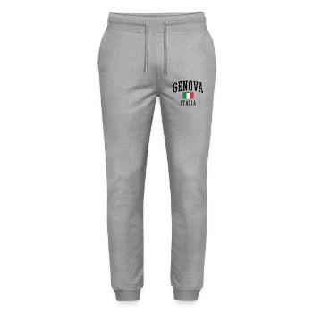 Genova Design mit Flagge und Italia-Schriftzug - Stanley/Stella Unisex Bio Jogginghose Mover  - Grau meliert - Vorne - Marisol (170cm) & Nik (191cm)