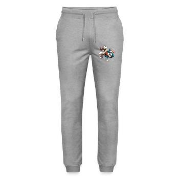 Easter Easter Bunny Dancing Breakdance - Stanley/Stella Mover Unisex Organic Jogging Trousers - heather grey - Front - Marisol (170cm) & Nik (191cm)