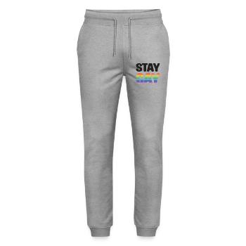 LGBTQ Pride Month - Stay Gay - Stanley/Stella Mover Unisex Organic Jogging Trousers - heather grey - Front - Marisol (170cm) & Nik (191cm)