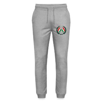 Flags Hungary in laurel wreath - Stanley/Stella Mover Unisex Organic Jogging Trousers - heather grey - Front - Marisol (170cm) & Nik (191cm)