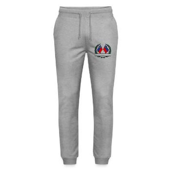 Drapeaux Liechtenstein couronne de laurier bannière - Pantalon de jogging bio MOVER Stanley/Stella unisexe - gris chiné - Devant - Marisol (170cm) & Nik (191cm)