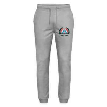 Flags Luxembourg laurel wreath banner - Stanley/Stella Mover Unisex Organic Jogging Trousers - heather grey - Front - Marisol (170cm) & Nik (191cm)