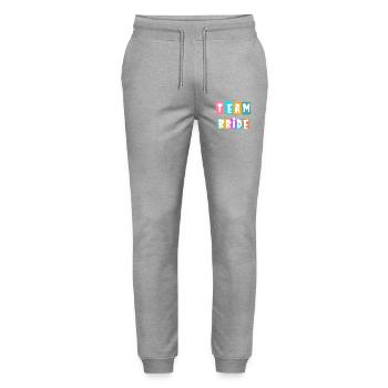 Team Bride! Customizable - Stanley/Stella Mover Unisex Organic Jogging Trousers - heather grey - Front - Marisol (170cm) & Nik (191cm)