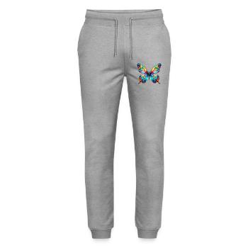 Schmetterling - Stanley/Stella Unisex Bio Jogginghose Mover  - Grau meliert - Vorne - Marisol (170cm) & Nik (191cm)