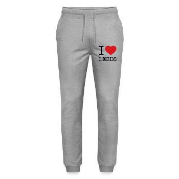 I LOVE LEEDS - Stanley/Stella Unisex Bio Jogginghose Mover  - Grau meliert - Vorne - Marisol (170cm) & Nik (191cm)
