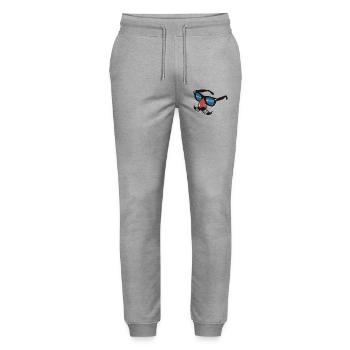 Glasses with moustache & nose – Funny motif - Stanley/Stella Mover Unisex Organic Jogging Trousers - heather grey - Front - Marisol (170cm) & Nik (191cm)