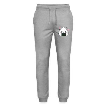 Kawaii Onigiri Reis Süßer Essensliebhaber - Stanley/Stella Unisex Bio Jogginghose Mover  - Grau meliert - Vorne - Marisol (170cm) & Nik (191cm)