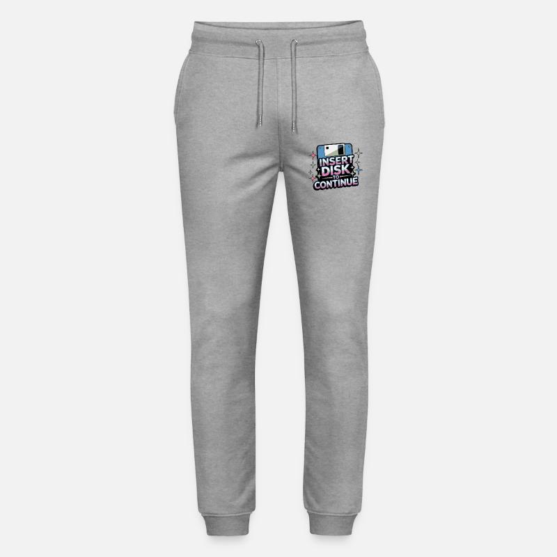 Y2K Retro – Insert Disk to Continue - Stanley/Stella Mover Unisex Organic Jogging Trousers - heather grey