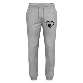 Coffee Heart Cup Hot Drink Morning - Stanley/Stella Mover Unisex Organic Jogging Trousers - heather grey - Front - Marisol (170cm) & Nik (191cm)