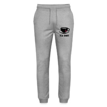 Tea Shirt – Calm Teacup Pun - Stanley/Stella Mover Unisex Organic Jogging Trousers - heather grey - Front - Marisol (170cm) & Nik (191cm)