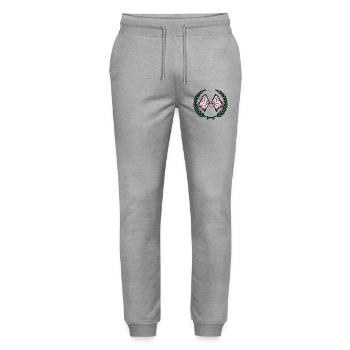 Limousin Flag Laurel Wreath - Stanley/Stella Mover Unisex Organic Jogging Trousers - heather grey - Front - Marisol (170cm) & Nik (191cm)