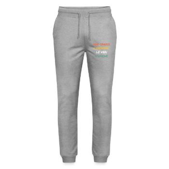 Humour alcool: l’ami qui n’est jamais venu - Pantalon de jogging bio MOVER Stanley/Stella unisexe - gris chiné - Devant - Marisol (170cm) & Nik (191cm)