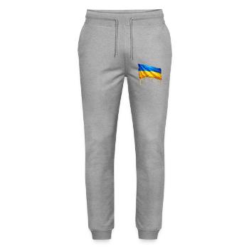 Abtropfende Ukraine Flagge - Stanley/Stella Unisex Bio Jogginghose Mover  - Grau meliert - Vorne - Marisol (170cm) & Nik (191cm)