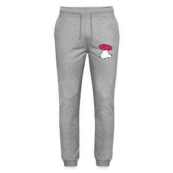 Red Toadstool Cartoon Pattern - Stanley/Stella Mover Unisex Organic Jogging Trousers - heather grey - Front - Marisol (170cm) & Nik (191cm)