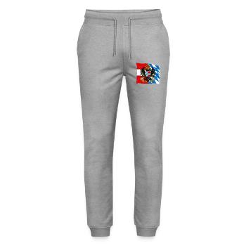 Bavaria Austria Friendship Flag Design - Stanley/Stella Mover Unisex Organic Jogging Trousers - heather grey - Front - Marisol (170cm) & Nik (191cm)