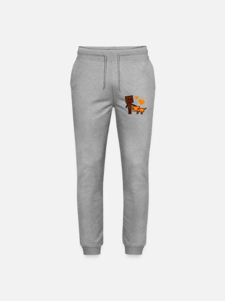 Heart Friend Cartoon Dog and Buddy - Stanley/Stella Mover Unisex Organic Jogging Trousers - heather grey