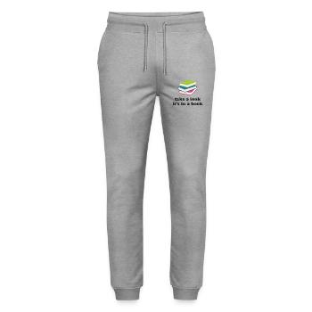 Take A Look, It's in a Book - Stanley/Stella Mover Unisex Organic Jogging Trousers - heather grey - Front - Marisol (170cm) & Nik (191cm)