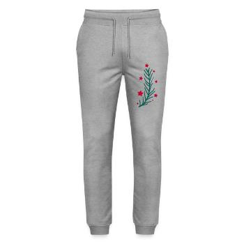 Weihnachtliches Stechpalmenblatt mit Sternen - Stanley/Stella Unisex Bio Jogginghose Mover  - Grau meliert - Vorne - Marisol (170cm) & Nik (191cm)