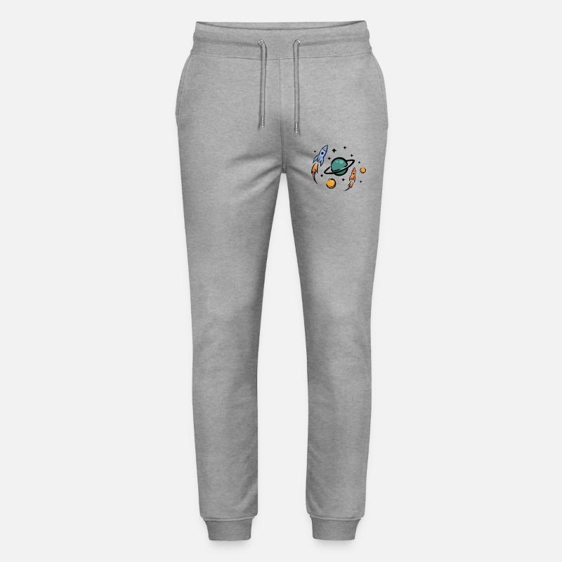 Retro Future Raketen & Planeten Collage - Stanley/Stella Unisex Bio Jogginghose Mover  - Grau meliert