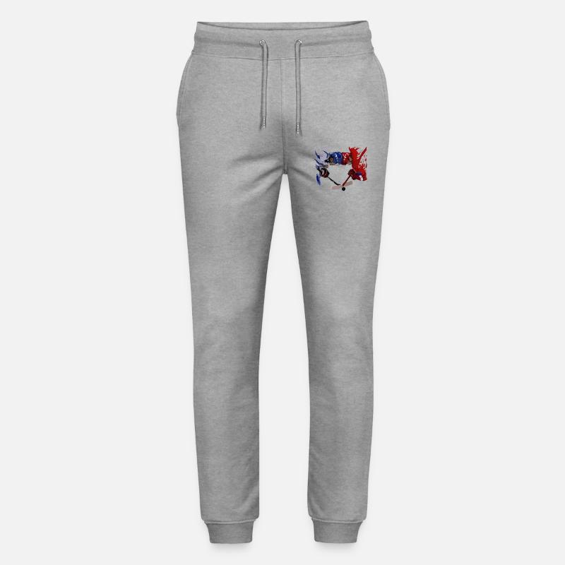Eishockey Duell Blau Rot - Stanley/Stella Unisex Bio Jogginghose Mover  - Grau meliert