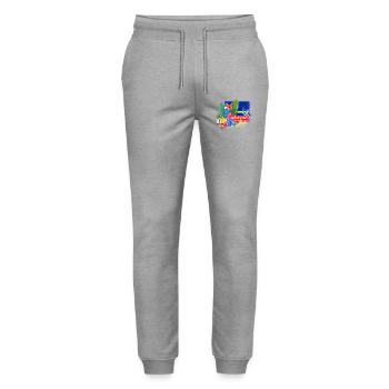 Curaçao Vintage Caribbean Souvenir with Turtle - Stanley/Stella Mover Unisex Organic Jogging Trousers - heather grey - Front - Marisol (170cm) & Nik (191cm)