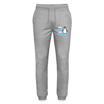 Ich Höre Immer Nur Ein Mimimi Pinguin - Stanley/Stella Unisex Bio Jogginghose Mover  - Grau meliert - Vorne - Marisol (170cm) & Nik (191cm)