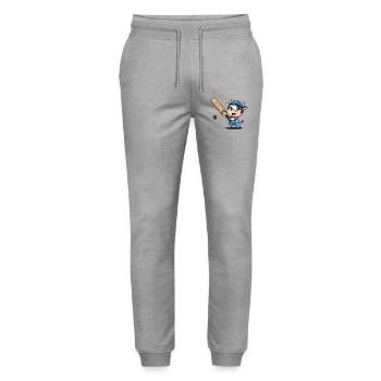Joueur de dessins animés vache grillon mignonne - Pantalon de jogging bio MOVER Stanley/Stella unisexe - gris chiné - Devant - Marisol (170cm) & Nik (191cm)