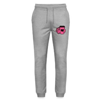 Maman de chien Paw Coffee Cup - Pantalon de jogging bio MOVER Stanley/Stella unisexe - gris chiné - Devant - Marisol (170cm) & Nik (191cm)