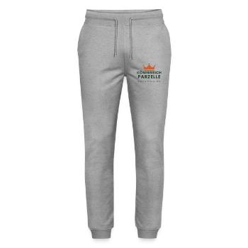 Königreich Parzelle – Kleingarten Spruch - Stanley/Stella Unisex Bio Jogginghose Mover  - Grau meliert - Vorne - Marisol (170cm) & Nik (191cm)