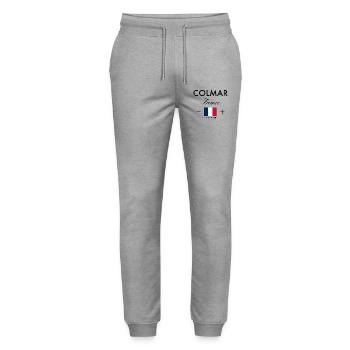 Colmar France coordonne le souvenir de voyage - Pantalon de jogging bio MOVER Stanley/Stella unisexe - gris chiné - Devant - Marisol (170cm) & Nik (191cm)