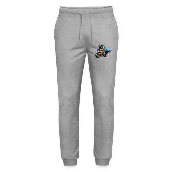Parrot on the motorcycle - Stanley/Stella Mover Unisex Organic Jogging Trousers - heather grey - Front - Marisol (170cm) & Nik (191cm)