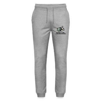 Introvert Loading Cozy Reading Mug - Stanley/Stella Mover Unisex Organic Jogging Trousers - heather grey - Front - Marisol (170cm) & Nik (191cm)