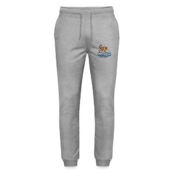 Retro Pixel Art Bengal Cat in Water - Stanley/Stella Mover Unisex Organic Jogging Trousers - heather grey - Front - Marisol (170cm) & Nik (191cm)
