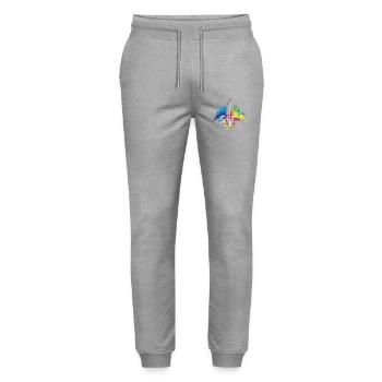 Surfing rainbow surfboard splash typography - Stanley/Stella Mover Unisex Organic Jogging Trousers - heather grey - Front - Marisol (170cm) & Nik (191cm)