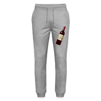 wine bottle in vino veritas - Stanley/Stella Mover Unisex Organic Jogging Trousers - heather grey - Front - Marisol (170cm) & Nik (191cm)