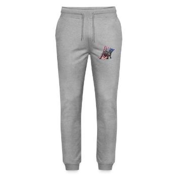 Börsenbulle von der Wall Street - Stanley/Stella Unisex Bio Jogginghose Mover  - Grau meliert - Vorne - Marisol (170cm) & Nik (191cm)