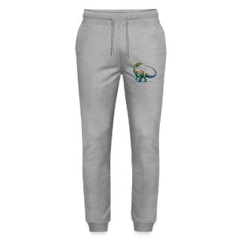 Dinosaurier - Stanley/Stella Unisex Bio Jogginghose Mover  - Grau meliert - Vorne - Marisol (170cm) & Nik (191cm)