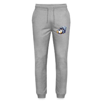 Pinguin Virtual Reality Gamer Zocker Chillen - Stanley/Stella Unisex Bio Jogginghose Mover  - Grau meliert - Vorne - Marisol (170cm) & Nik (191cm)