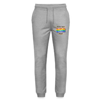Networked Pride gender symbols - Stanley/Stella Mover Unisex Organic Jogging Trousers - heather grey - Front - Marisol (170cm) & Nik (191cm)