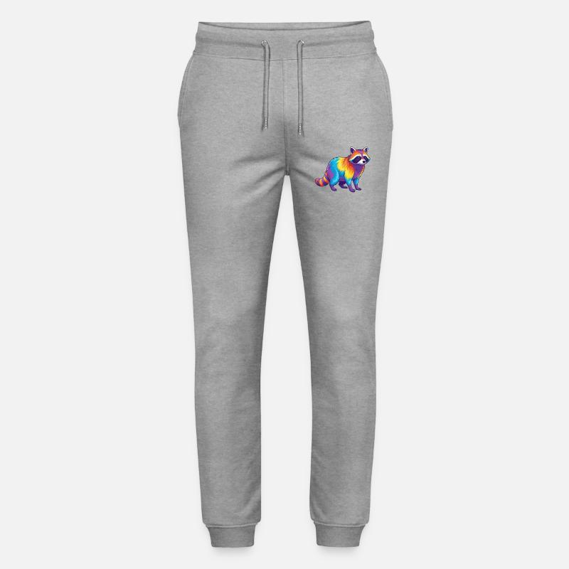 Bunter Waschbär-Regenbogen-Pop-Art-Aquarell - Stanley/Stella Unisex Bio Jogginghose Mover  - Grau meliert